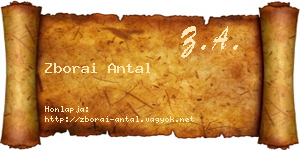 Zborai Antal névjegykártya